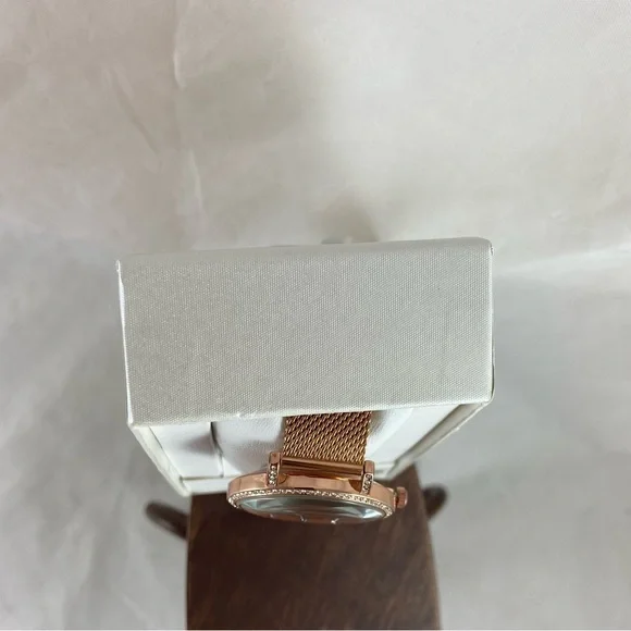 Jessica Simpson Rose Gold Watch 36mm Crystal Encrusted Adjustable Mesh Band NEW - Picture 10 of 10